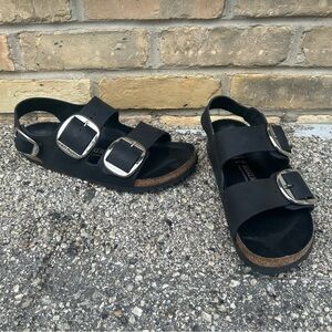Birkenstock Milano Big Buckle Black Leather Sandals Size 41 / Women’s 10